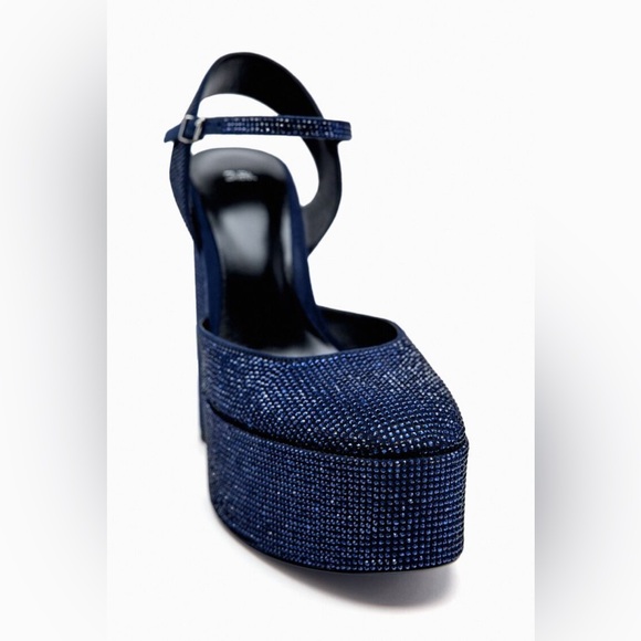 NEW 💙 Zara RHINESTONE HEELED PLATFORM SHOES - Picture 3 of 14